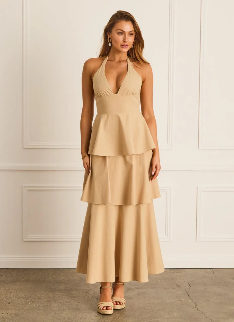 Latte Halter Neck Dress