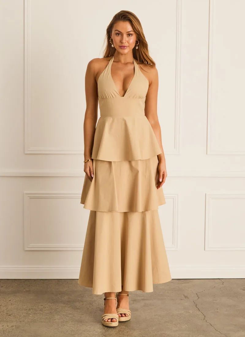 Latte Halter Neck Dress