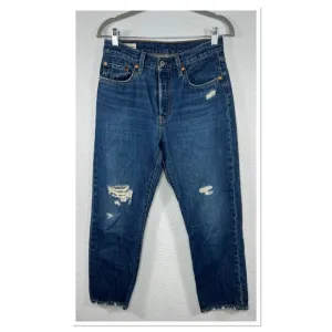 Levi's 501 Original Riveted Distressed Blue 100% Cotton Jeans Sz 27/26