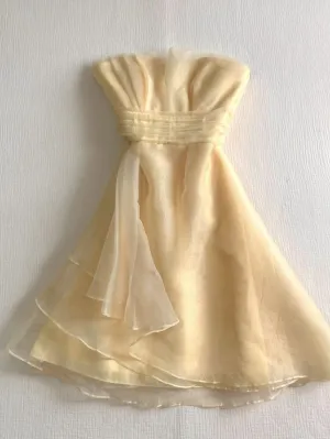 Light Yellow Strapless Chiffon A-Line Short Party Dress Homecoming Dress, DP5000