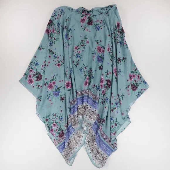 Lilt Women's Halter Neck Sleeveless Keyhole‎ Floral Chiffon Maxi Dress Blue XXXL