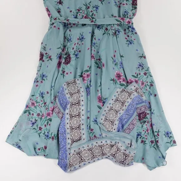 Lilt Women's Halter Neck Sleeveless Keyhole‎ Floral Chiffon Maxi Dress Blue XXXL
