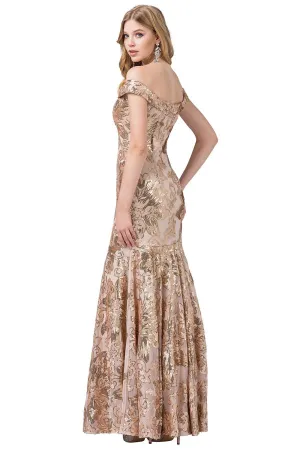 Lily's Gold Fitted Evening Gown DQ2481