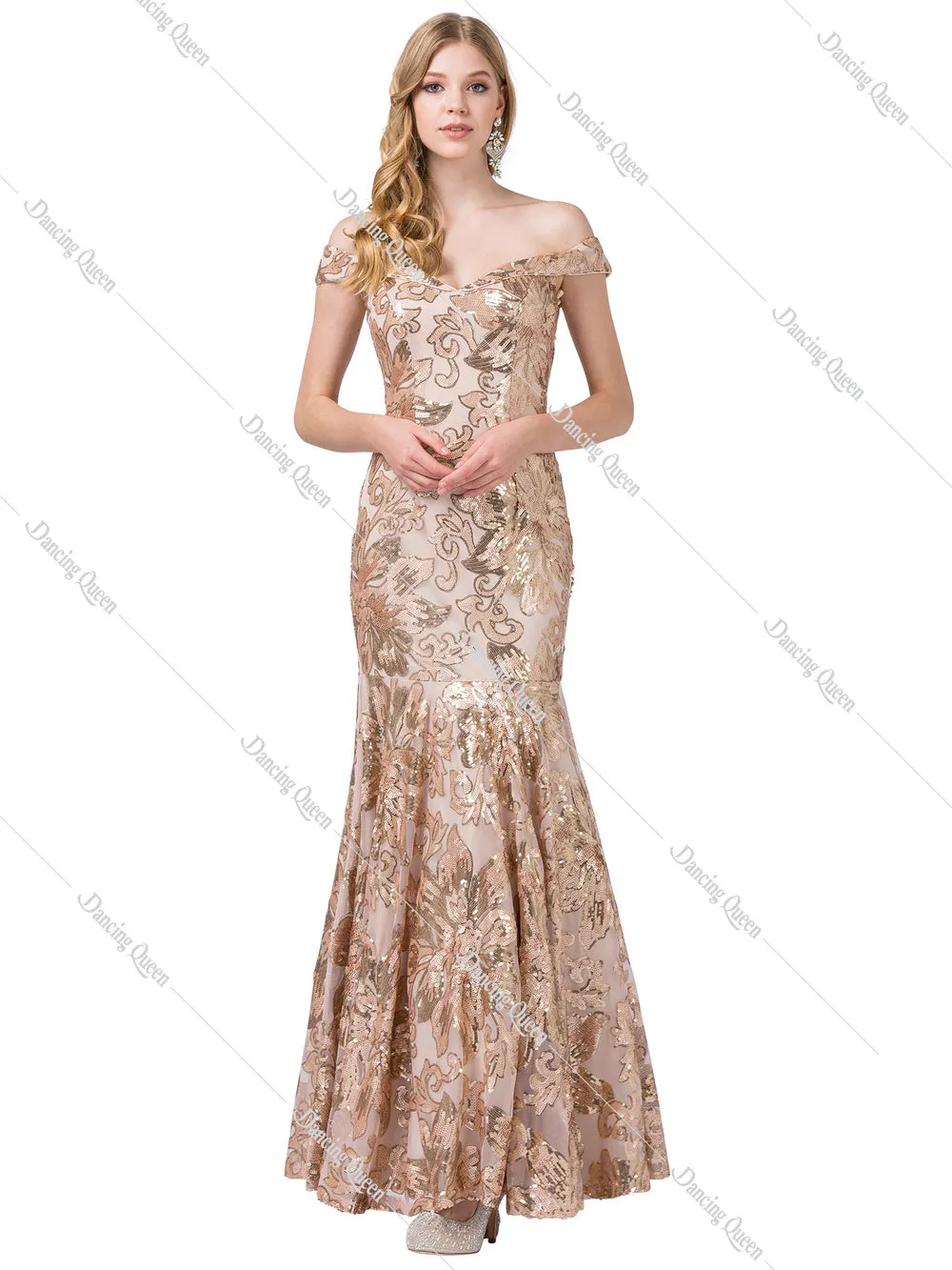 Lily's Gold Fitted Evening Gown DQ2481