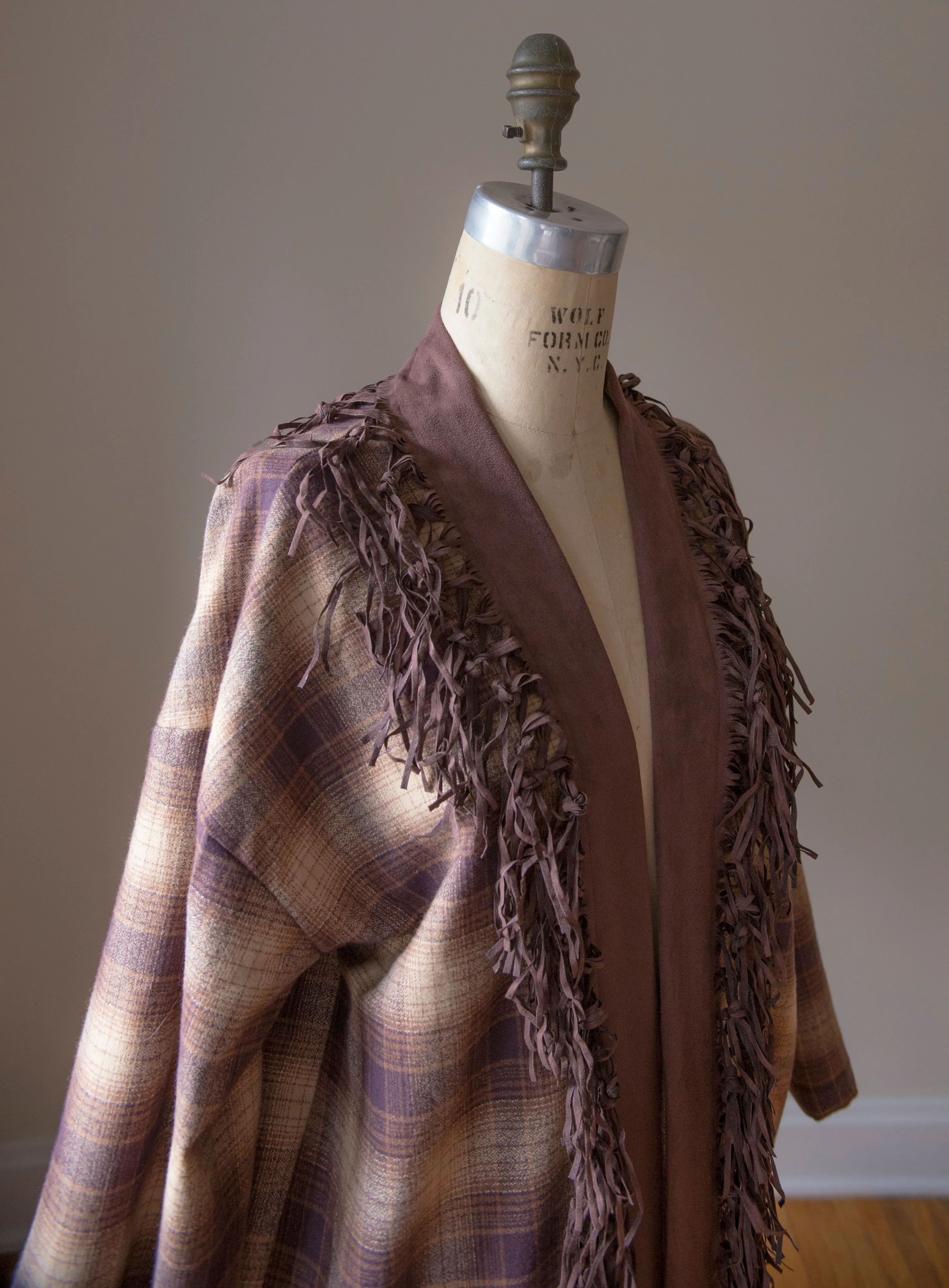 Long Flannel Plaid Duster with Fringe