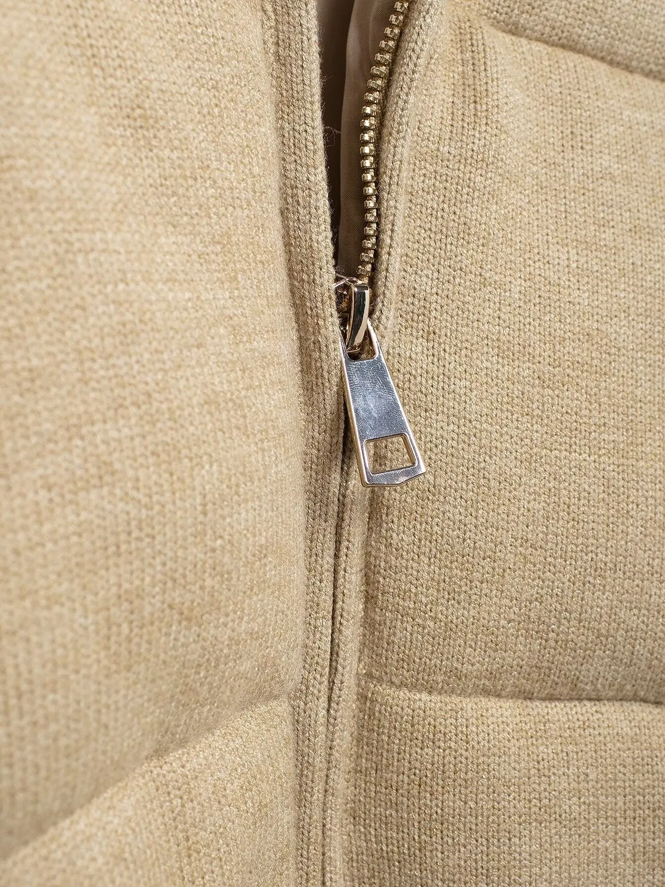 Long Sleeve Stand Collar Knit Zip Up Jacket