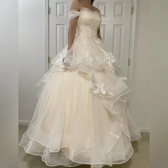 Lovely Off Shoulder Tulle A-Line Quinceanera Dress Birthday Dress, DP2664