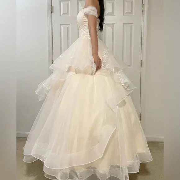 Lovely Off Shoulder Tulle A-Line Quinceanera Dress Birthday Dress, DP2664