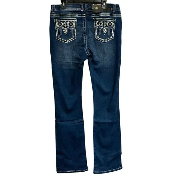 Lucky &amp; Blessed Embroidered Dark Wash Mid Rise Bootcut Jeans NWT