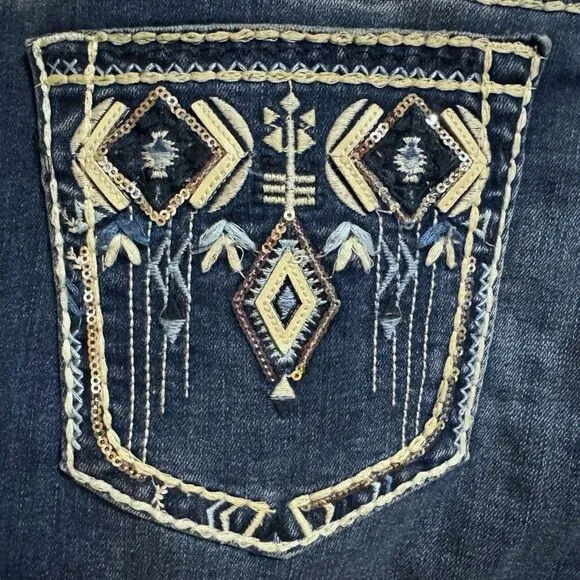 Lucky &amp; Blessed Embroidered Dark Wash Mid Rise Bootcut Jeans NWT