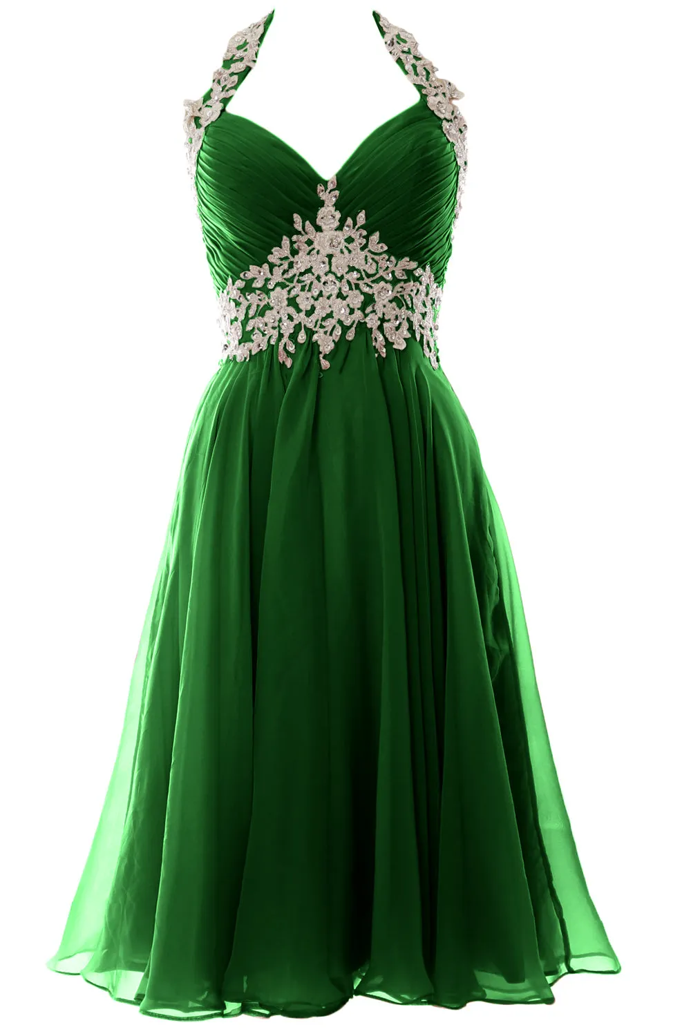 MACloth Women Halter Short Lace Beading Wedding Guest Dresses Homecoming