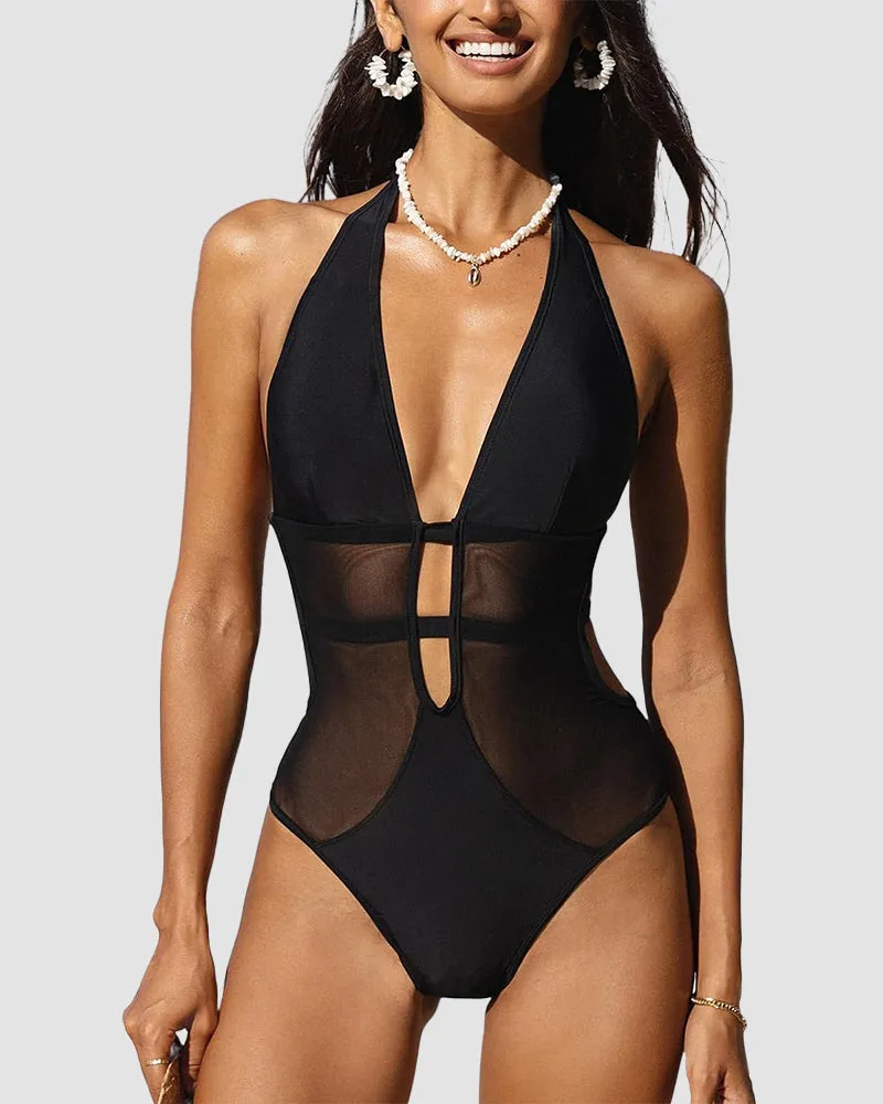 Madeline | Backless Mesh Swimsuit
