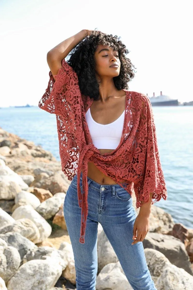 Magnolia Lace Tie Front Cover Up - 5 Colors