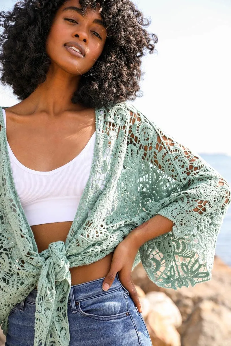 Magnolia Lace Tie Front Cover Up - 5 Colors