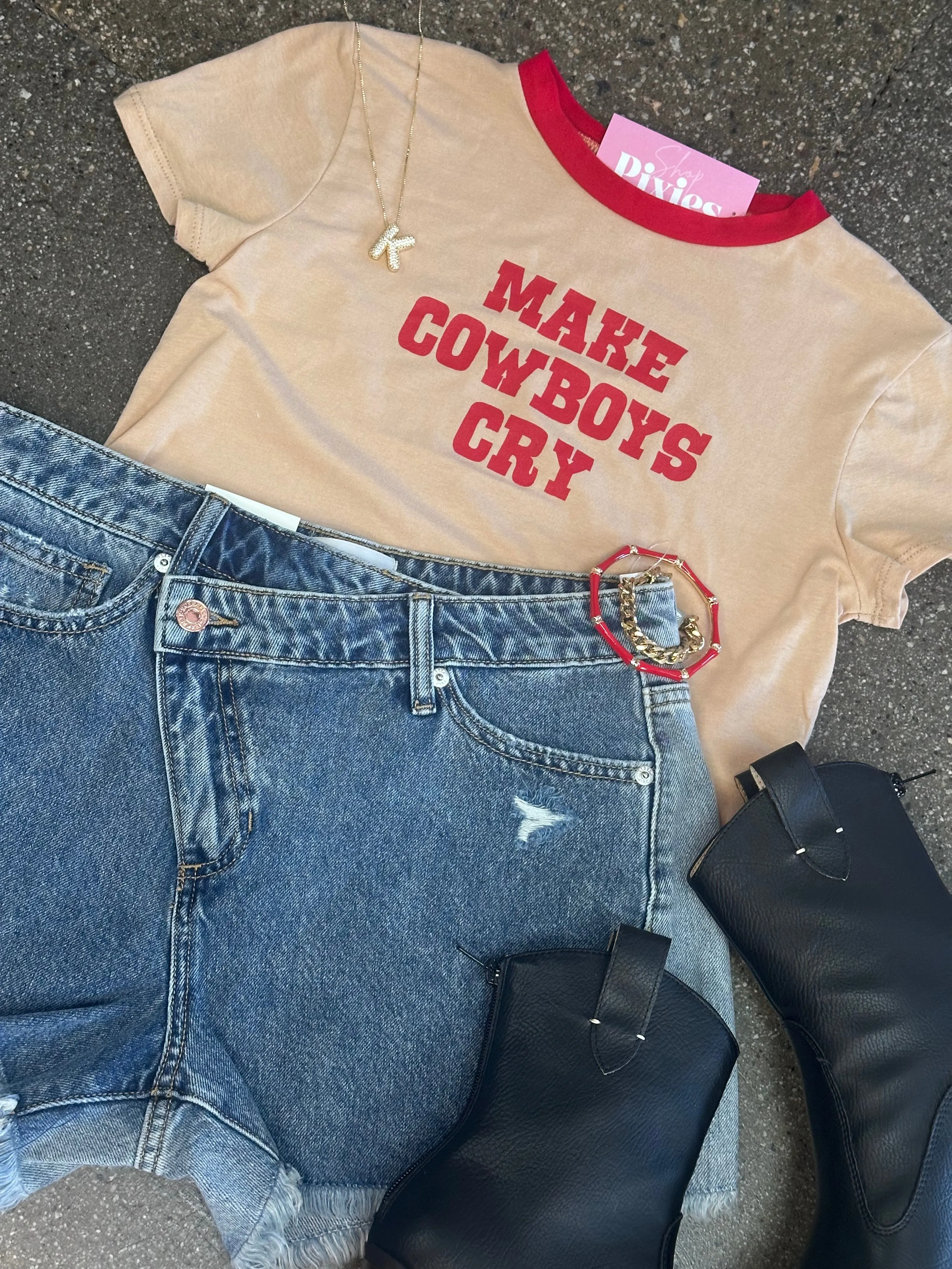 Make Cowboys Cry Crop Tee