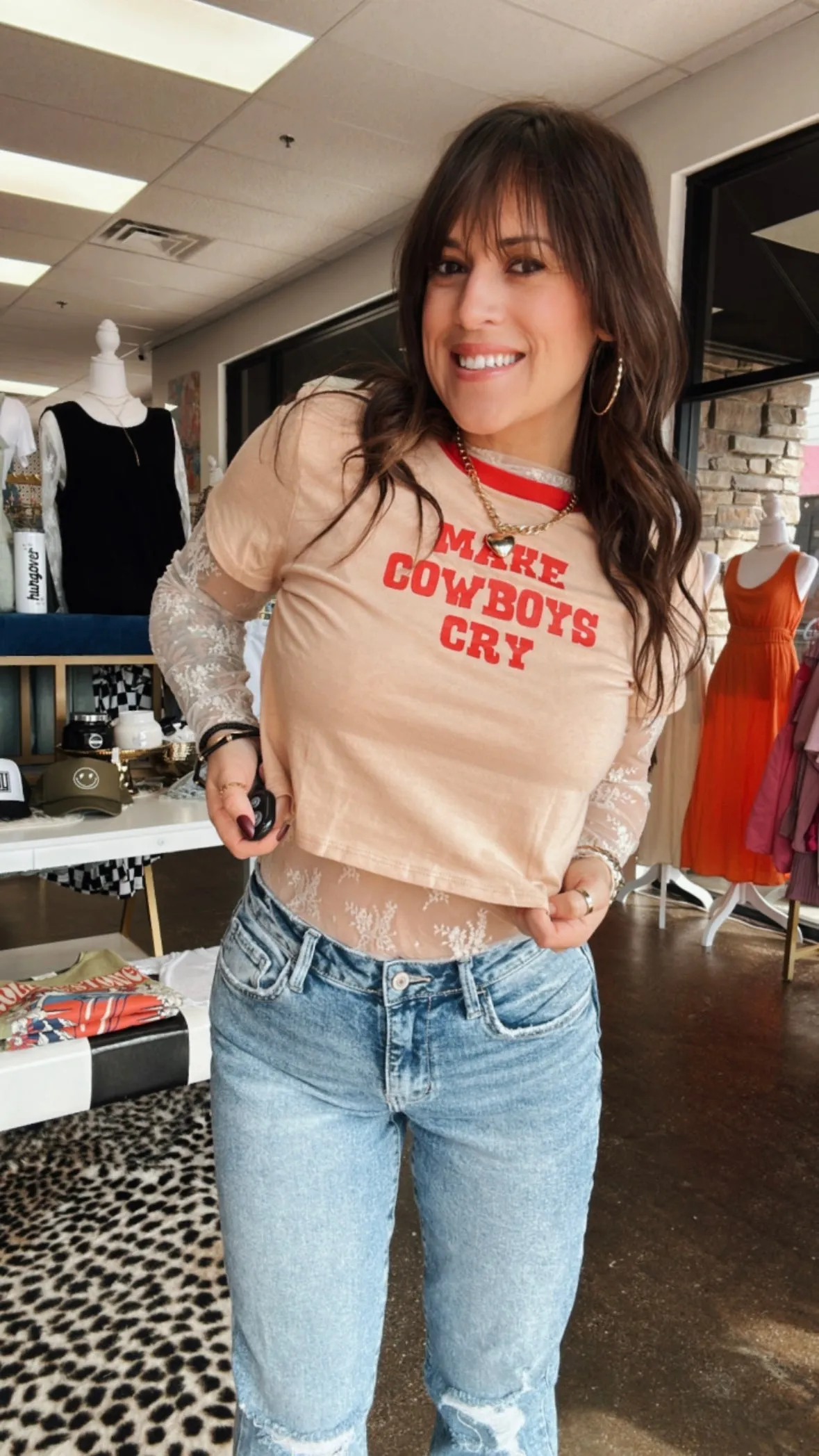 Make Cowboys Cry Crop Tee