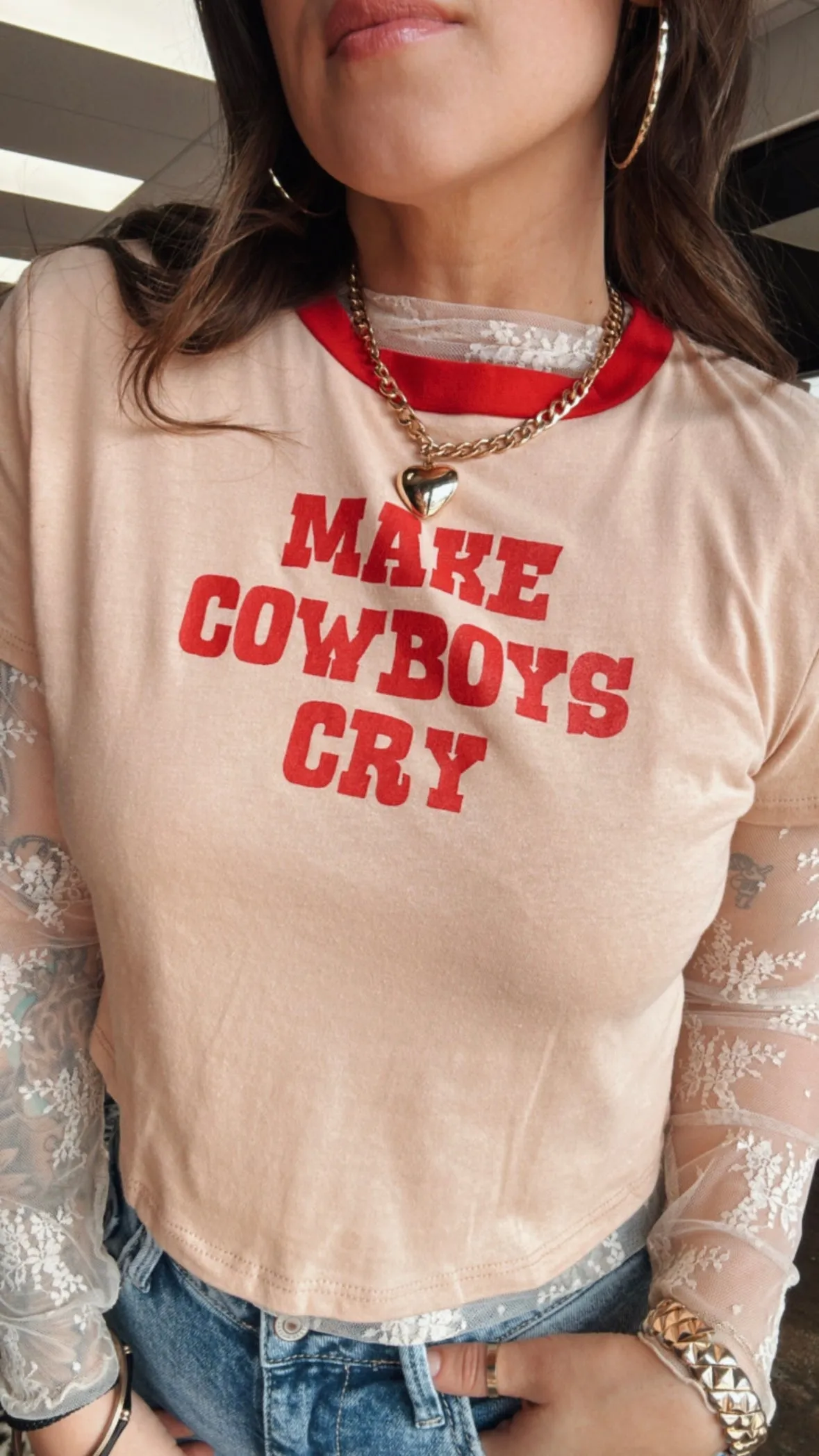 Make Cowboys Cry Crop Tee