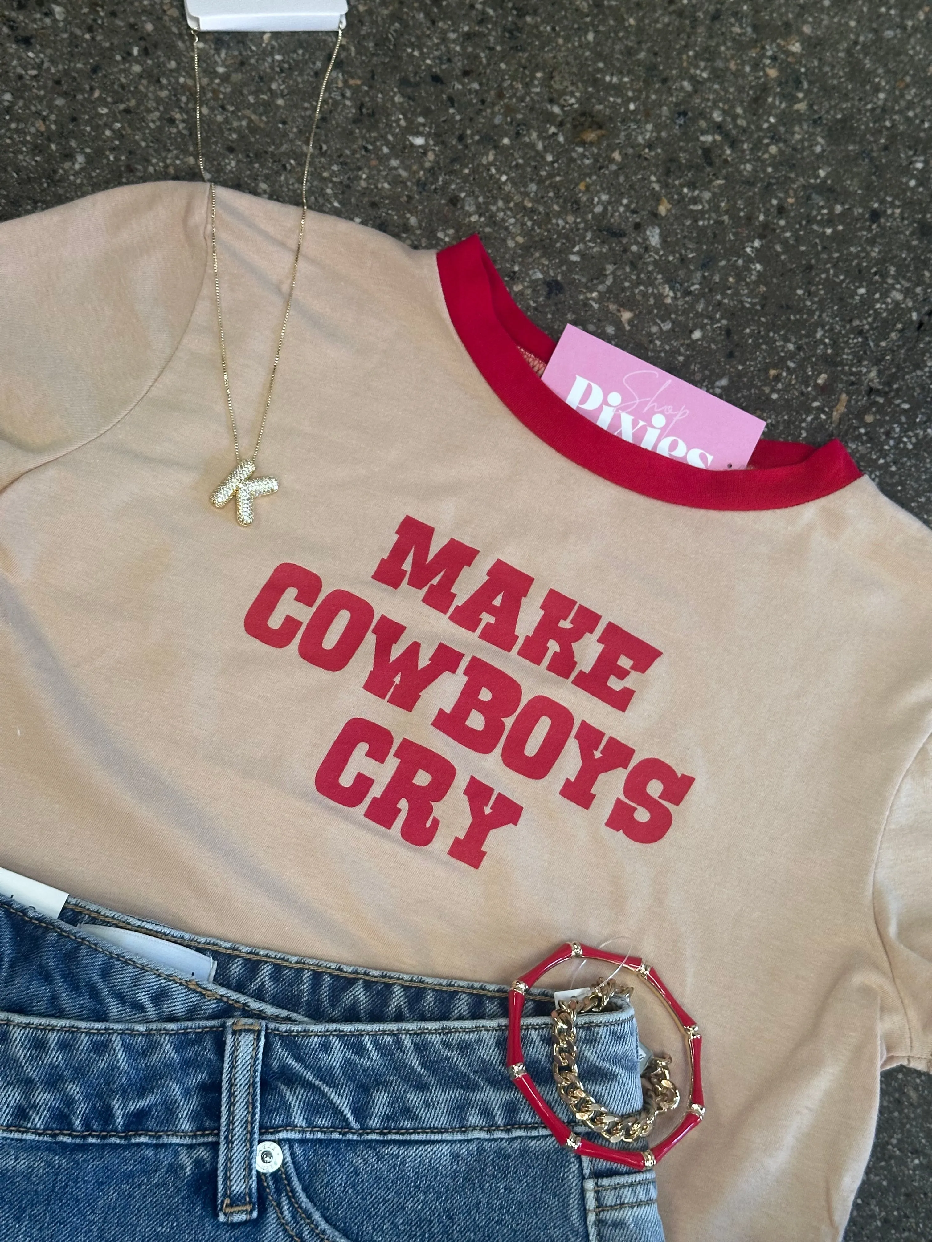 Make Cowboys Cry Crop Tee