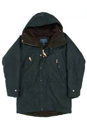 Manifattura Ceccarelli Waxed Long Mountain Jacket Wool Teddy Fur Black