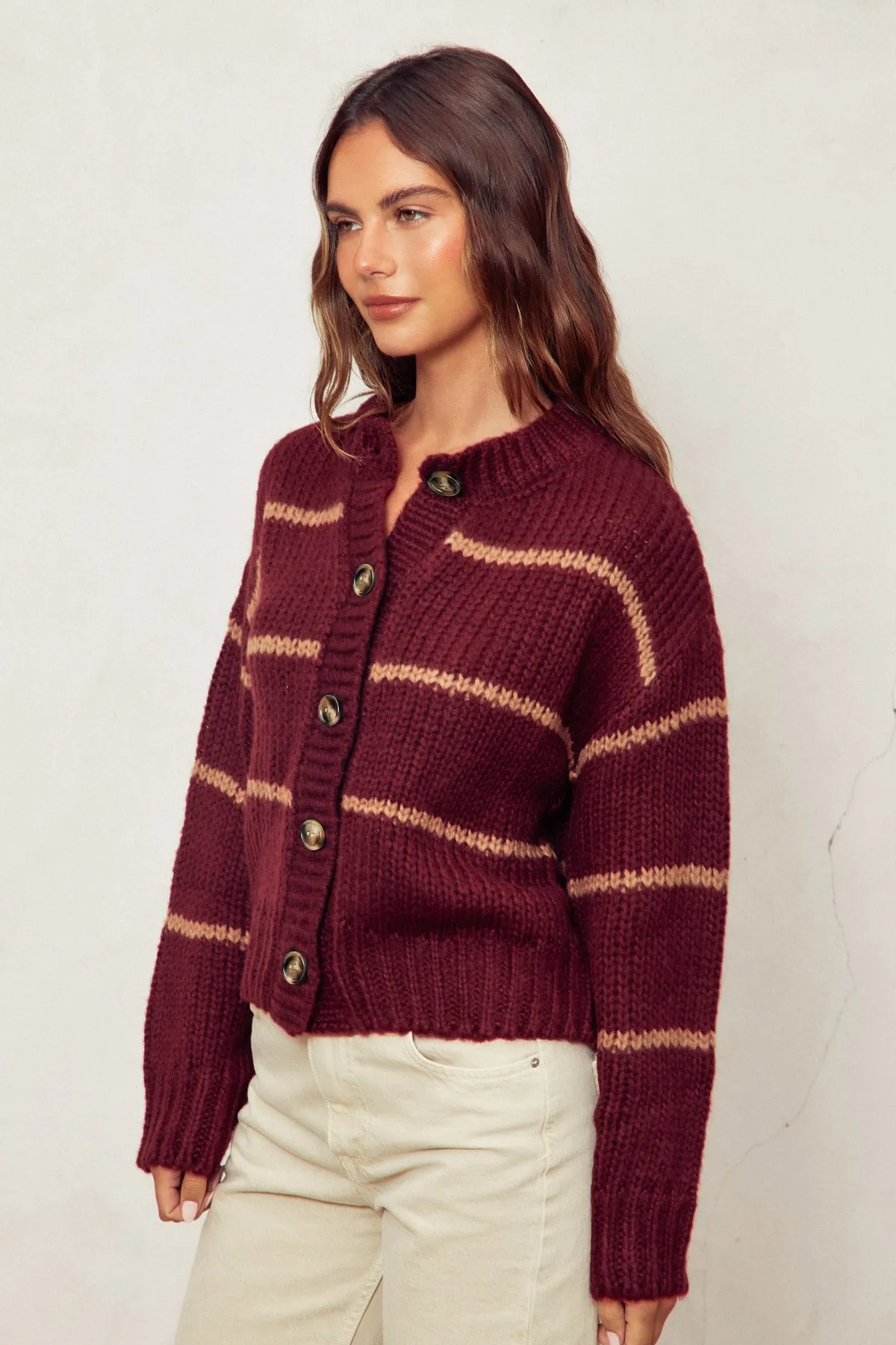 Mariette Striped Button Down Cardigan
