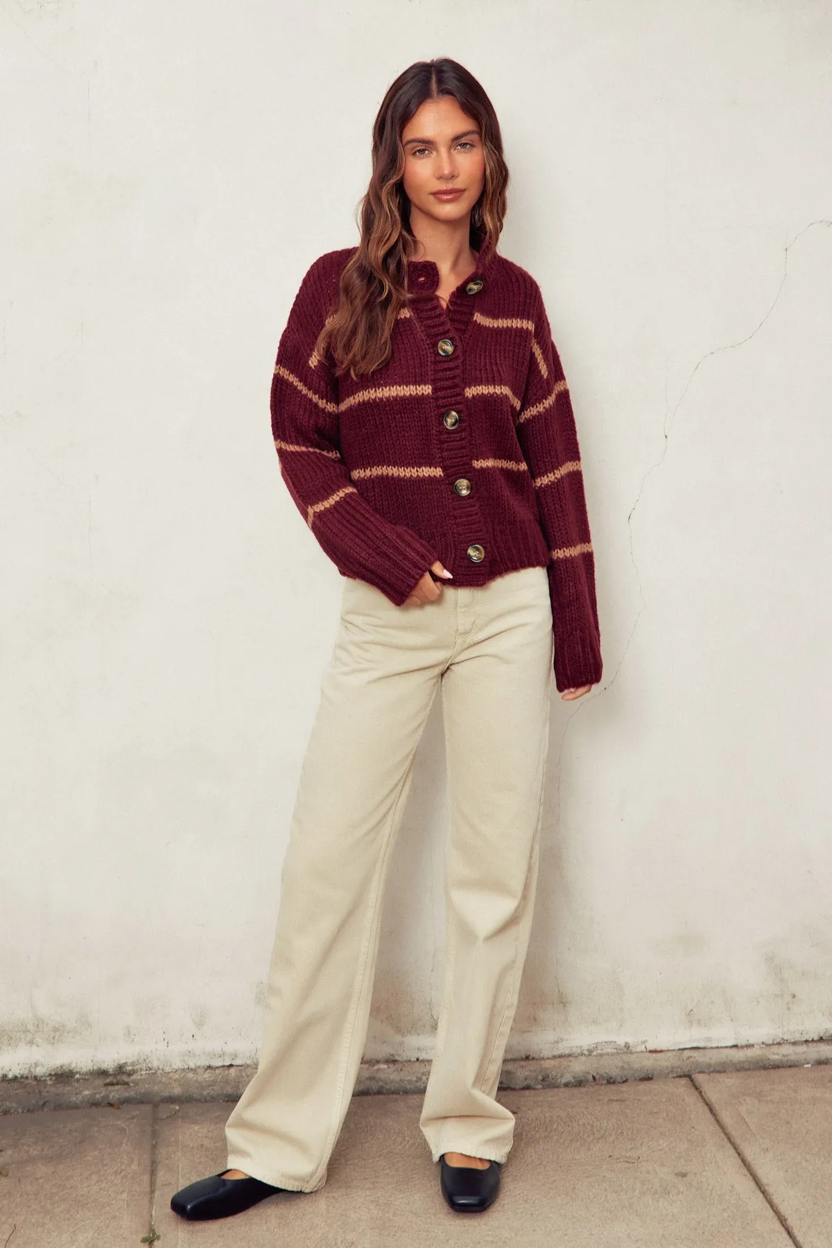 Mariette Striped Button Down Cardigan