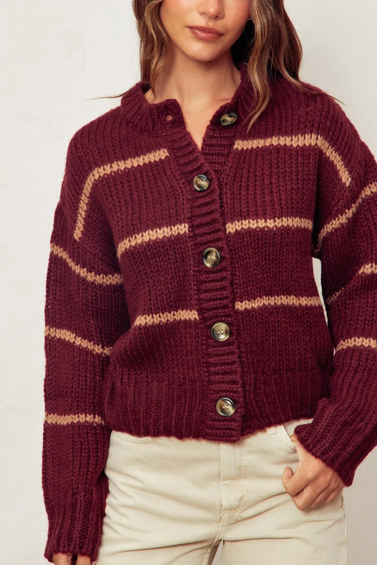Mariette Striped Button Down Cardigan