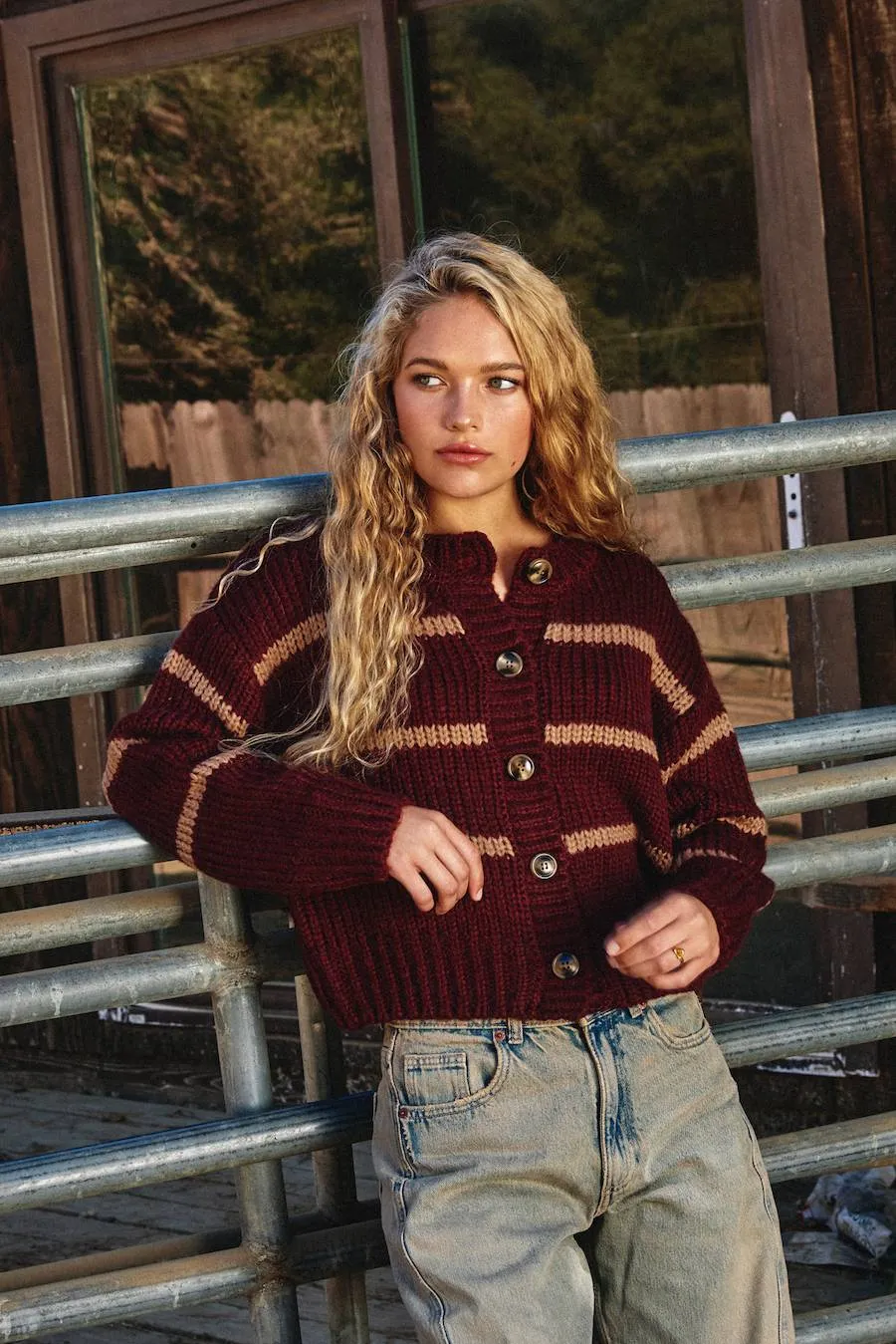 Mariette Striped Button Down Cardigan