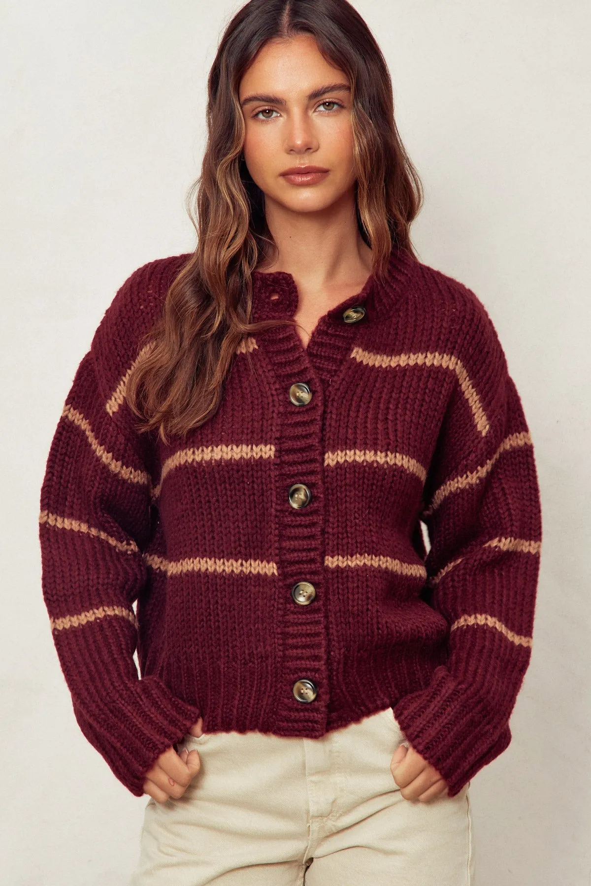 Mariette Striped Button Down Cardigan