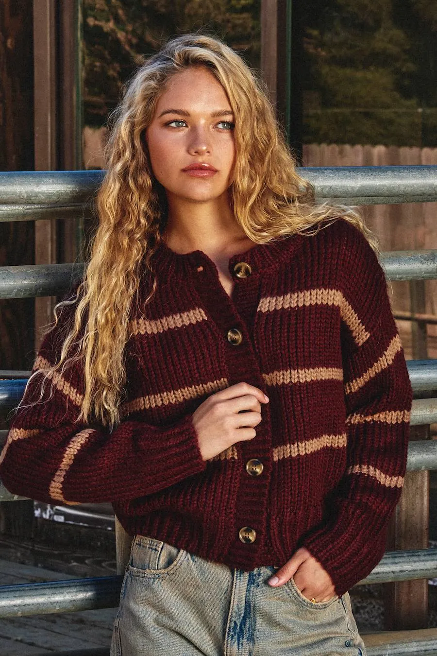 Mariette Striped Button Down Cardigan