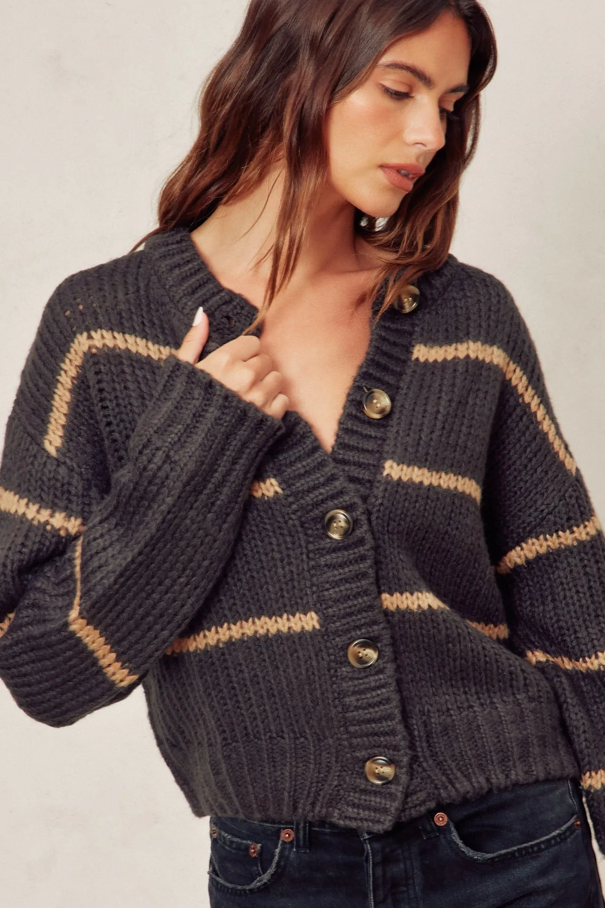 Mariette Striped Button Down Cardigan
