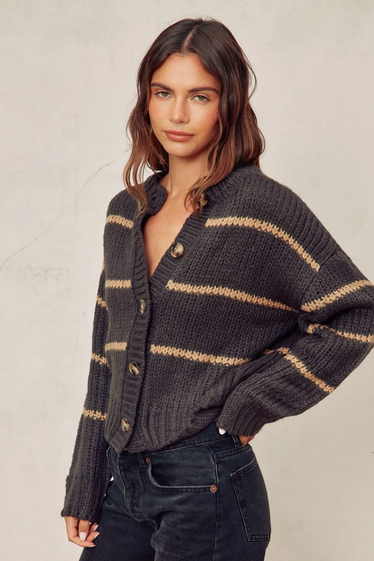 Mariette Striped Button Down Cardigan