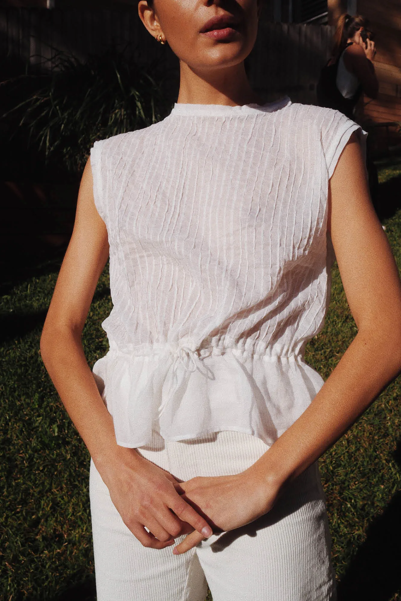 Melissa Pleated Blouse White