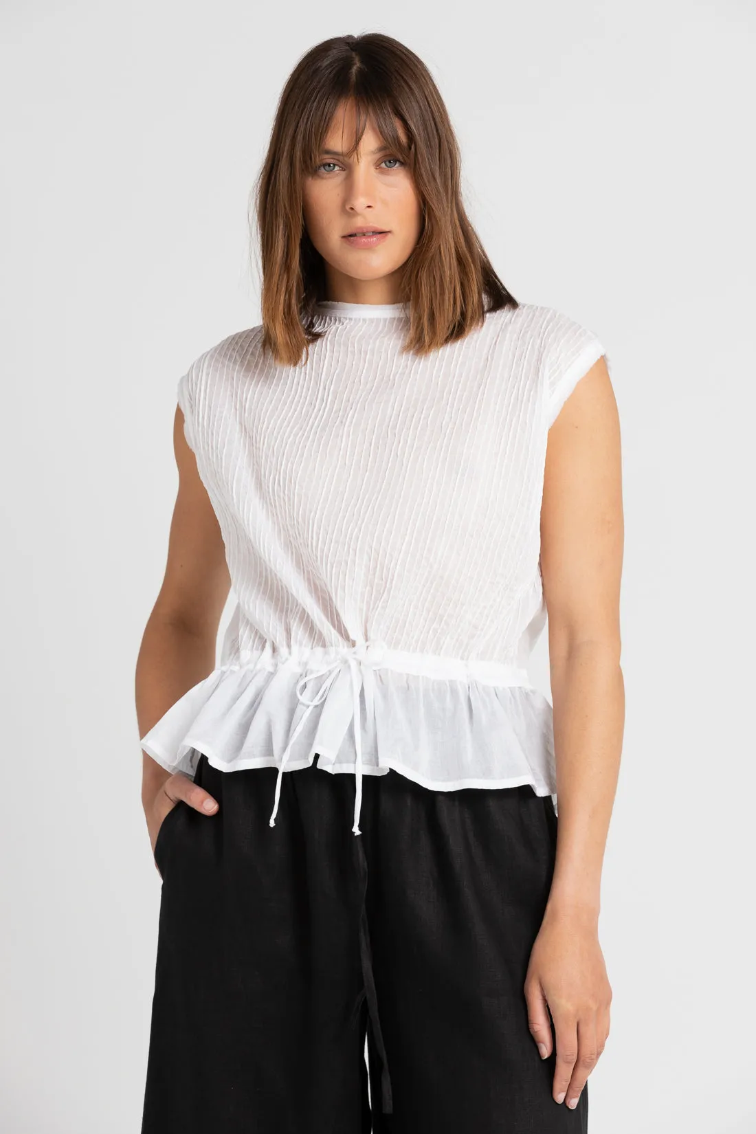 Melissa Pleated Blouse White