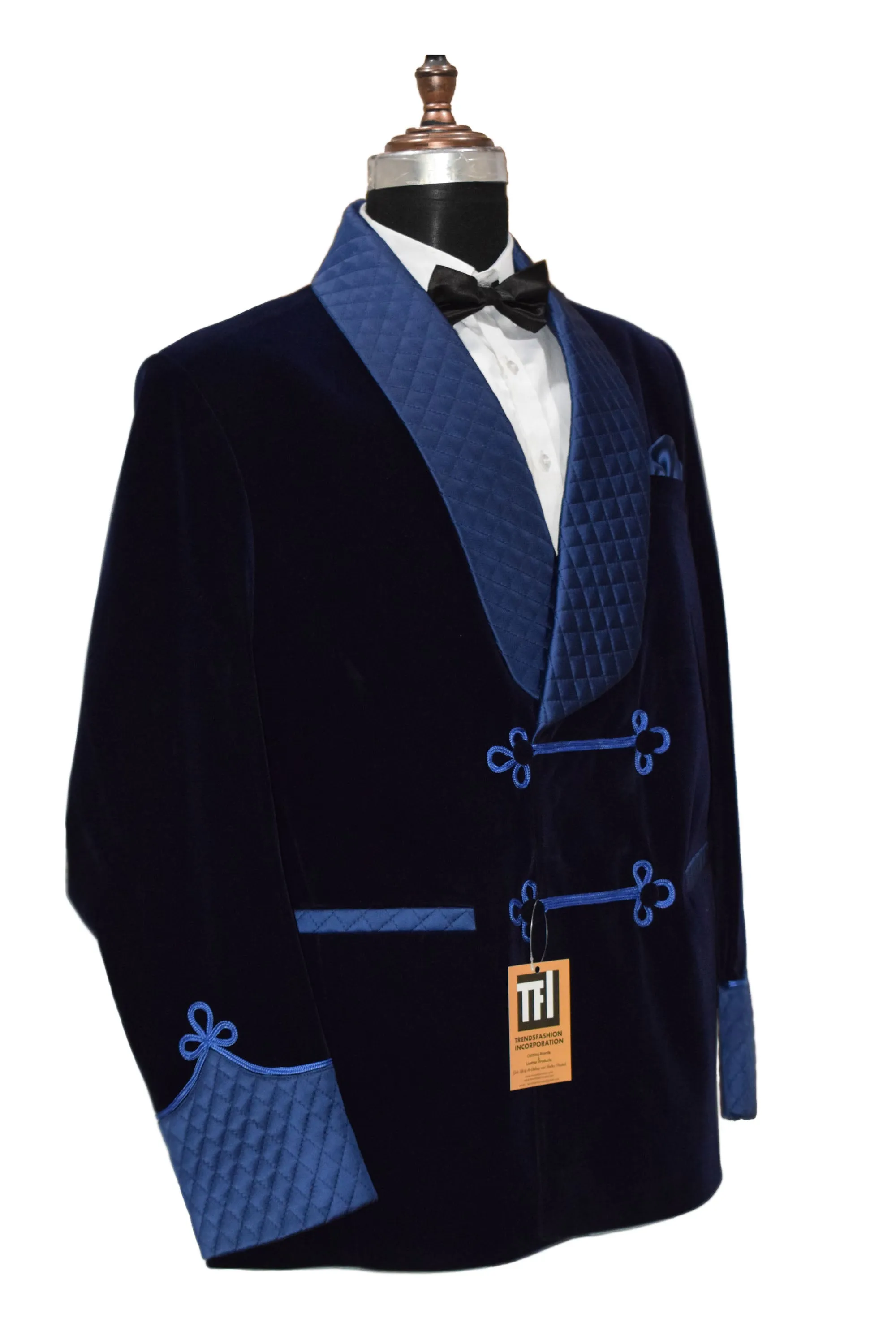 Men Navy Blue Smoking Jackets Dinner Party Wear Coat