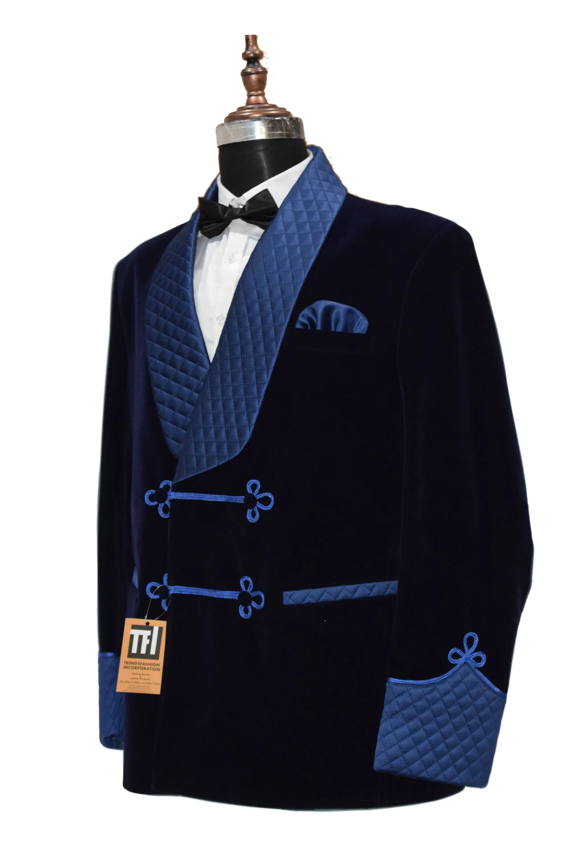 Men Navy Blue Smoking Jackets Dinner Party Wear Coat