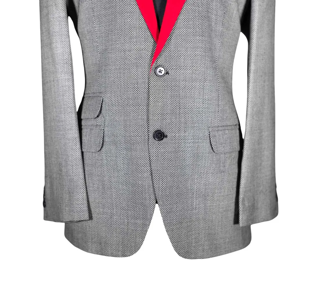 Men's Black White Red Check Wool Formal Tuxedo Suit Jacket Sport Coat 40R