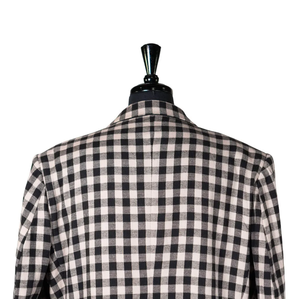 Mens Blazer Black Beige Plaid Check Dress Formal Suit Jacket Wedding Casual Sport Coat 46R