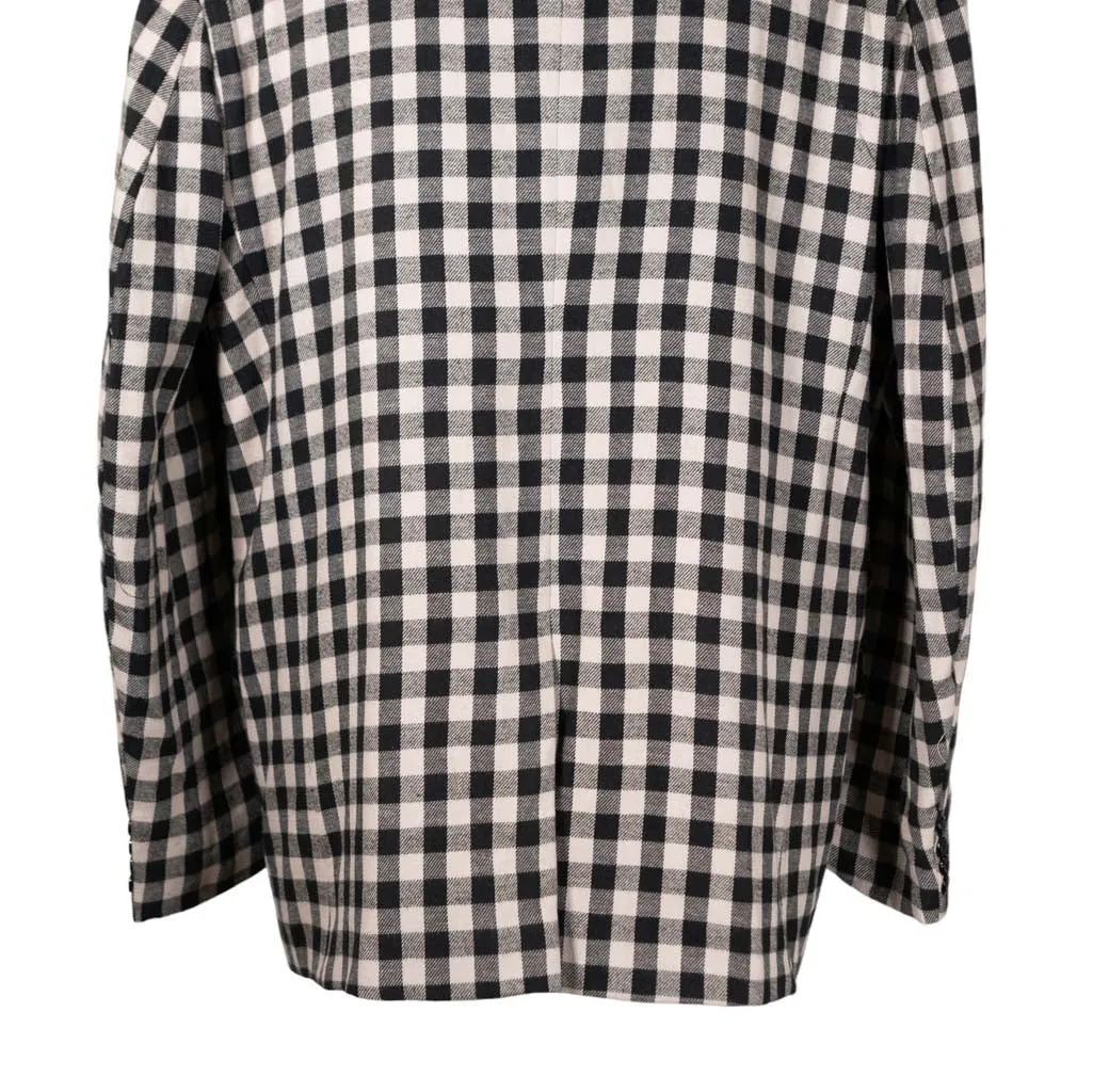 Mens Blazer Black Beige Plaid Check Dress Formal Suit Jacket Wedding Casual Sport Coat 46R
