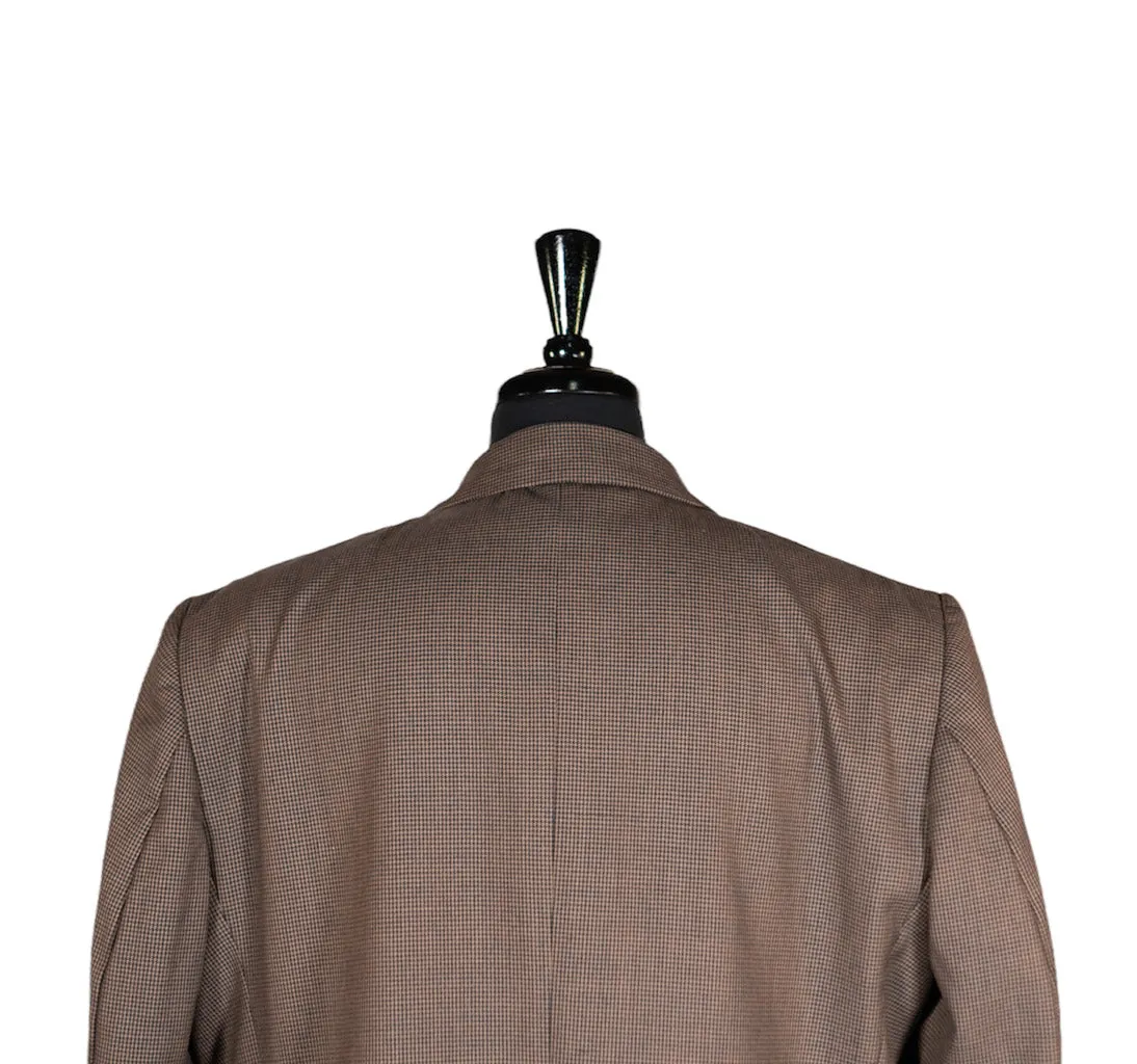 Men's Blazer Brown Check Wool Suit Jacket Sport Coat (46R)