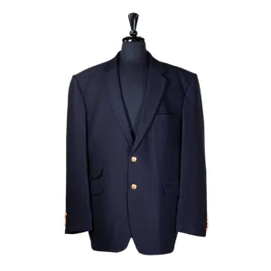 Mens Blazer Navy Blue Wool Gold 2 Button Dress Formal Suit Jacket Wedding Sport Coat 48R