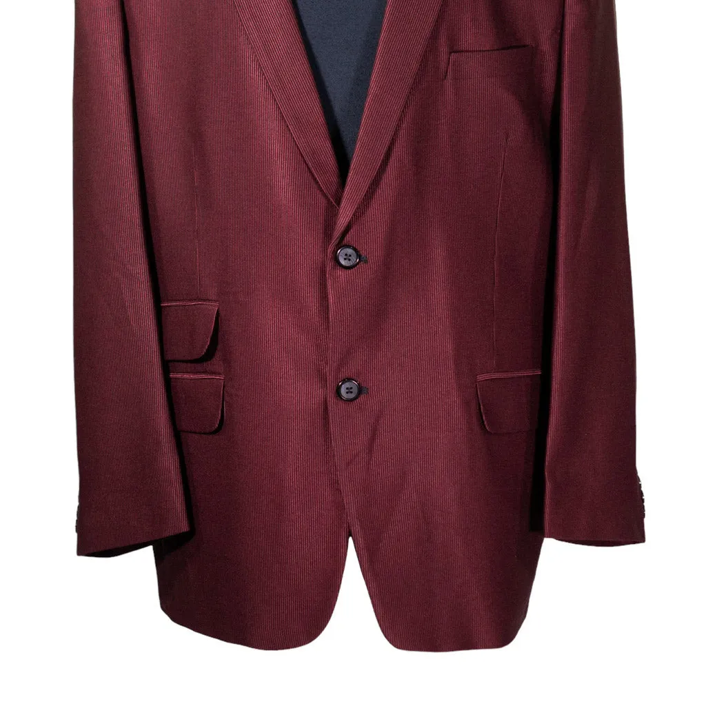 Mens Blazer Red Black Striped 2 Button Dress Formal Tuxedo Suit Jacket Wedding Sport Coat 46R