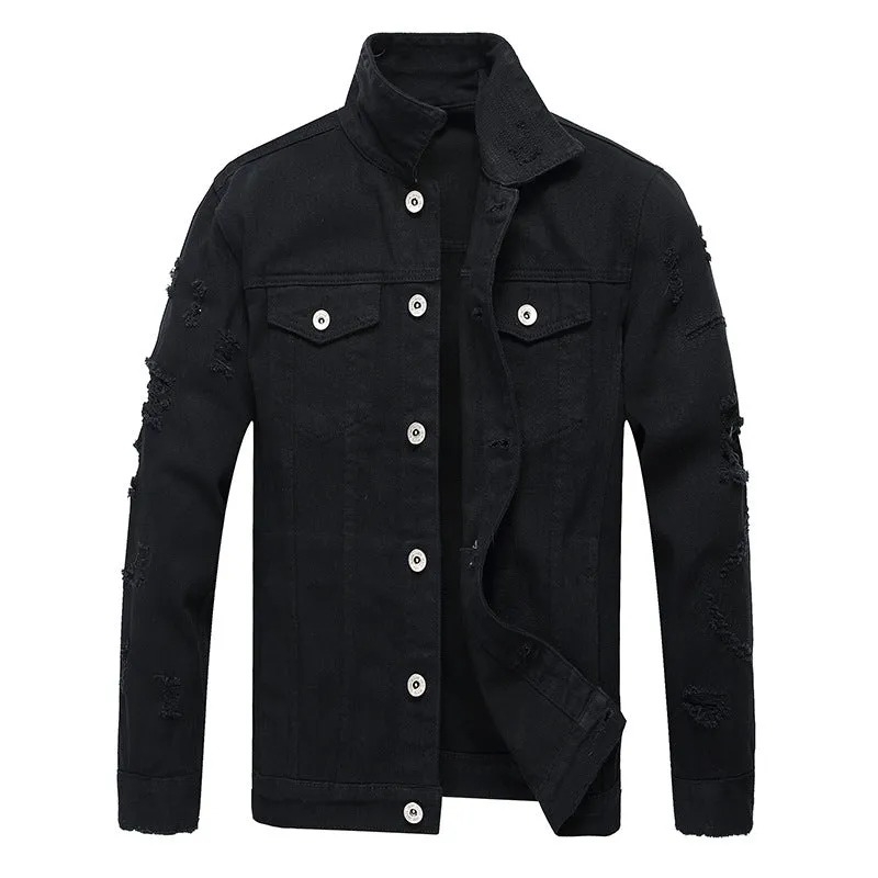 Men's Individuality Denim Coat Ripped Urban Denim Jacket