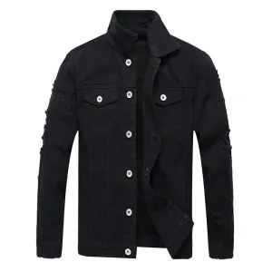 Men's Individuality Denim Coat Ripped Urban Denim Jacket