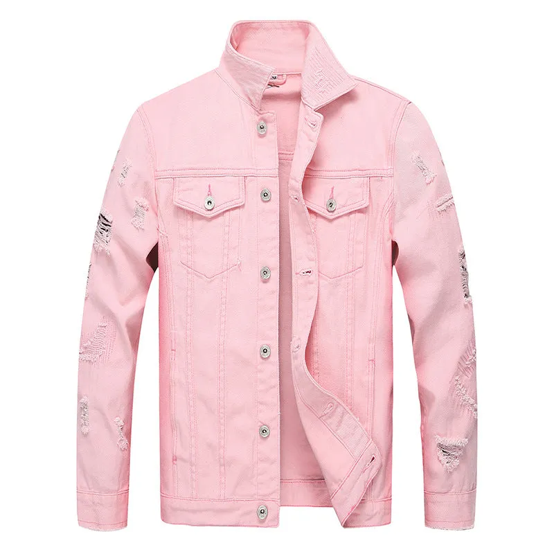 Men's Individuality Denim Coat Ripped Urban Denim Jacket