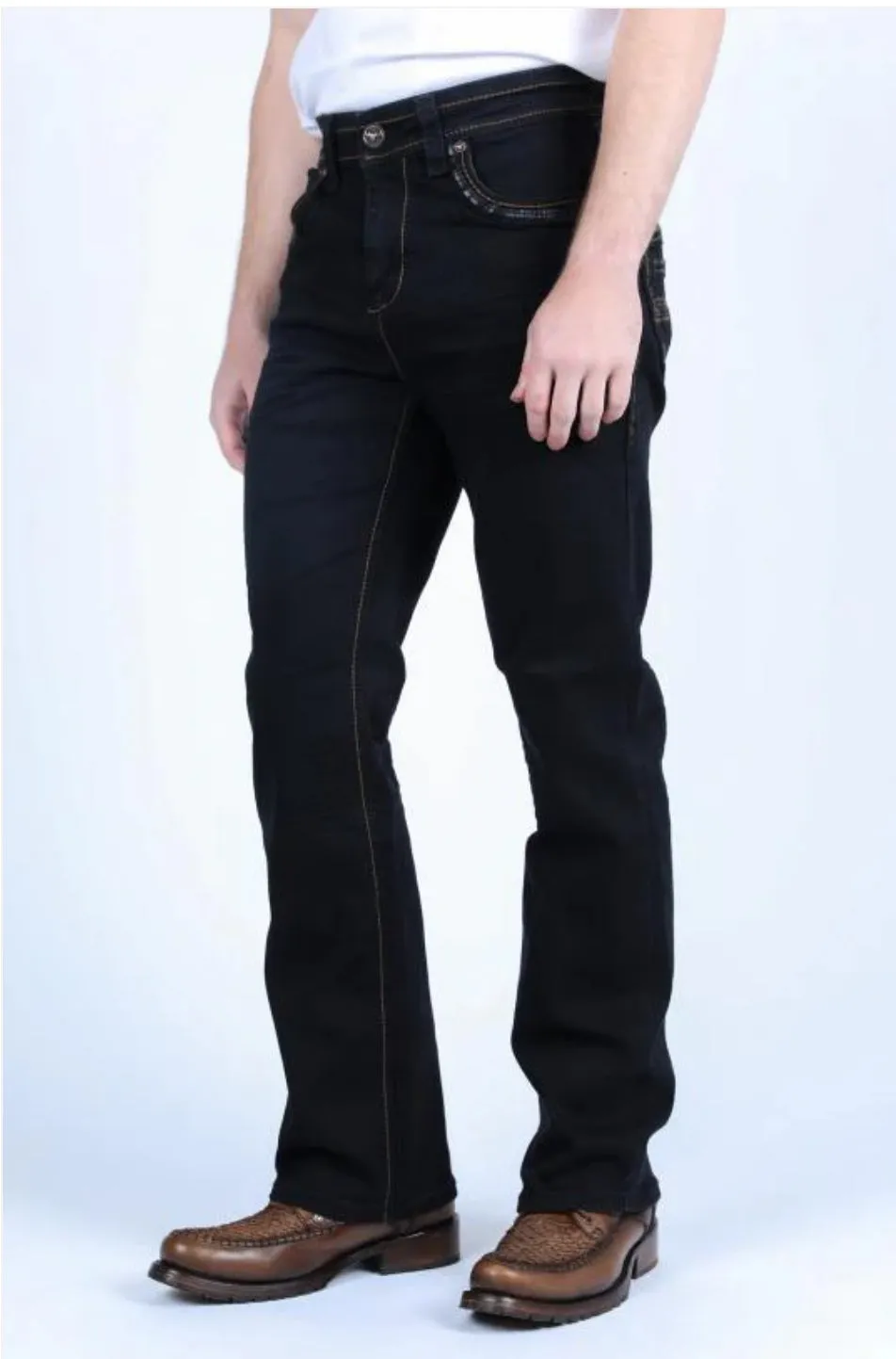 Men’s Platini Black Denim Holt Slim Bootcut Jeans