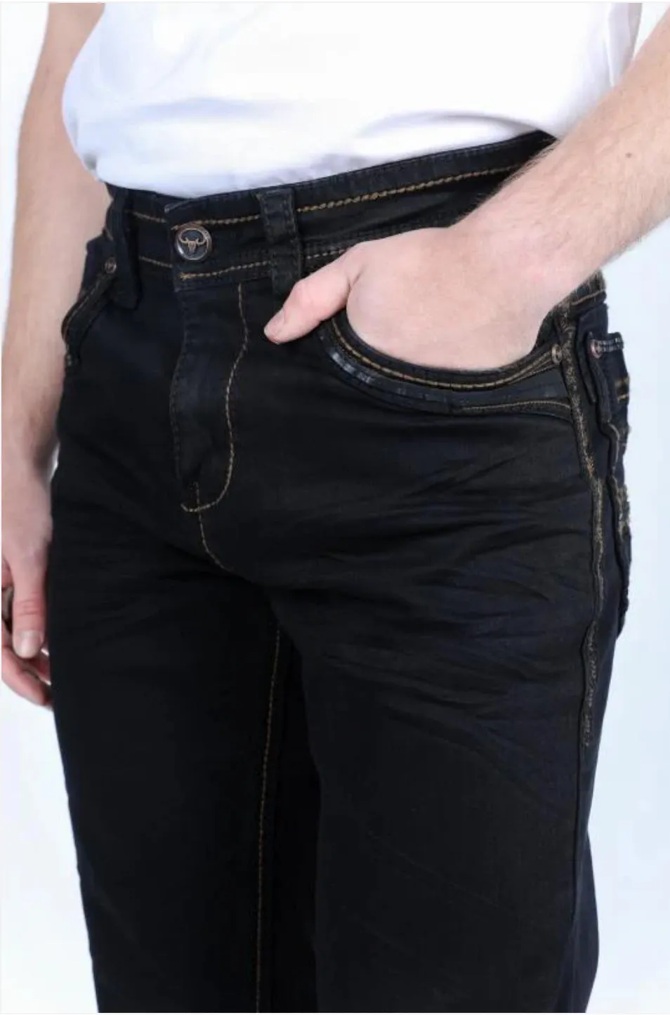 Men’s Platini Black Denim Holt Slim Bootcut Jeans