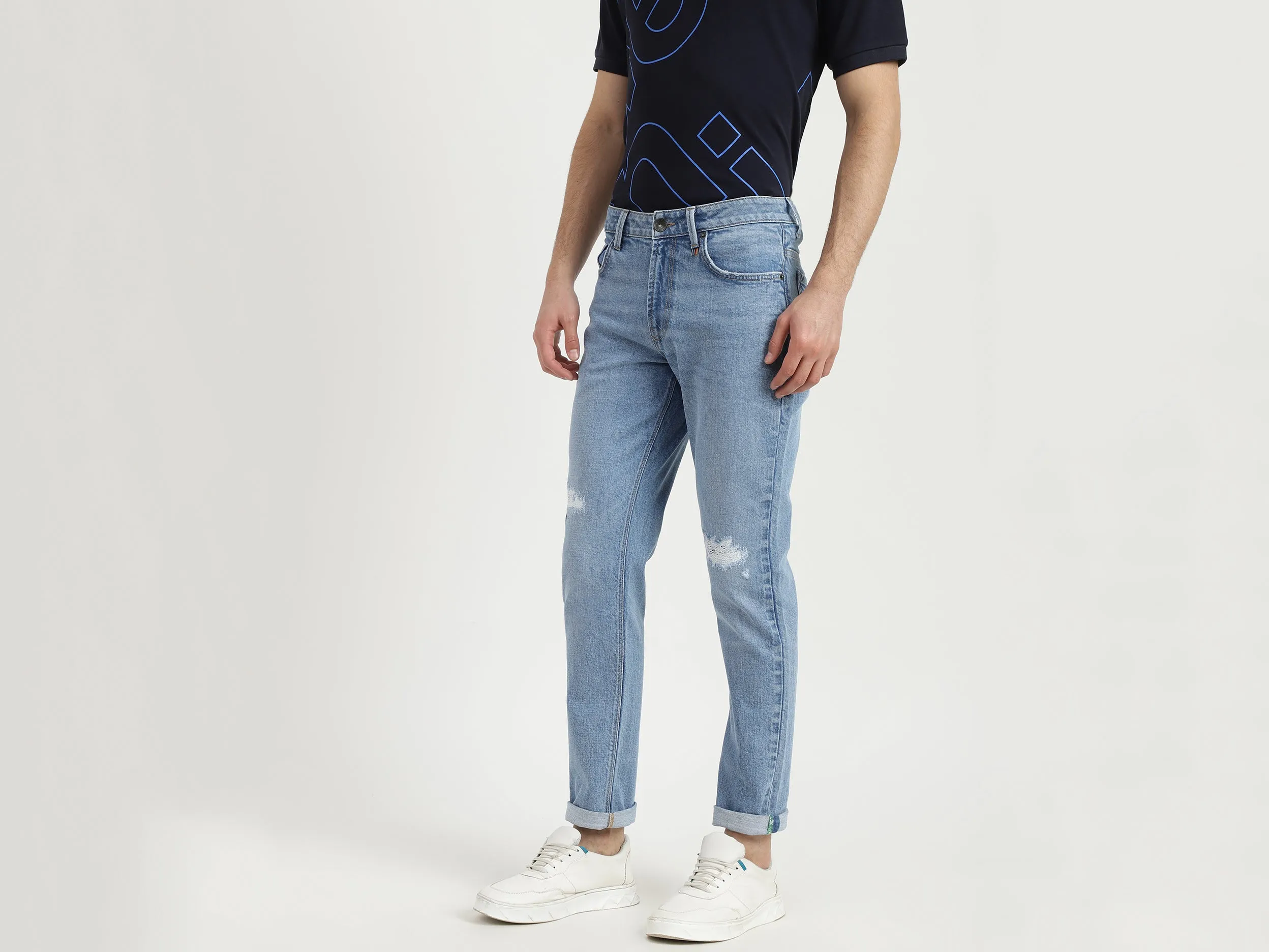 Mens Slim Straight Solid Jeans