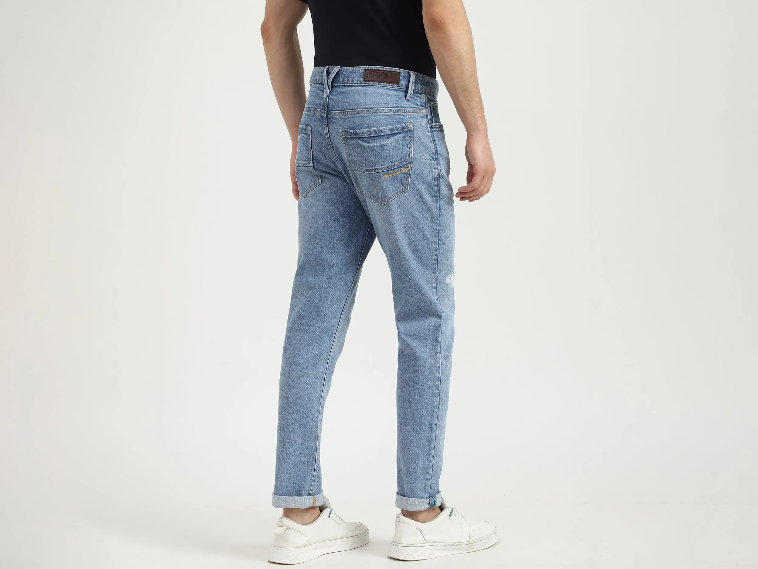 Mens Slim Straight Solid Jeans