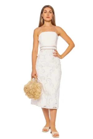 Merissa Ivory Embroidered Eyelet Midi Dress