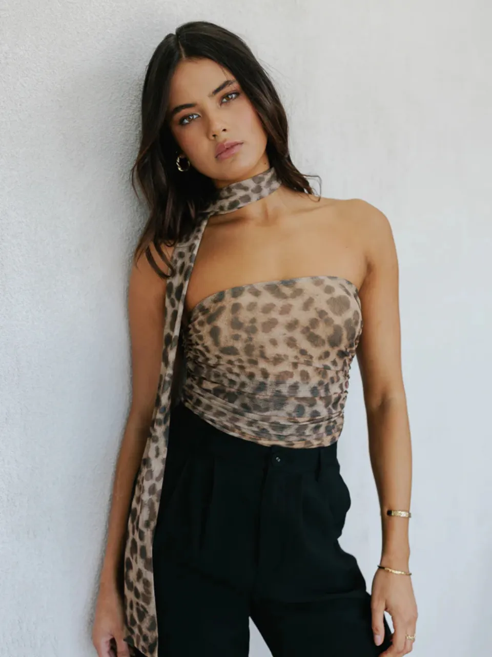 Mesh Tops Print Halter